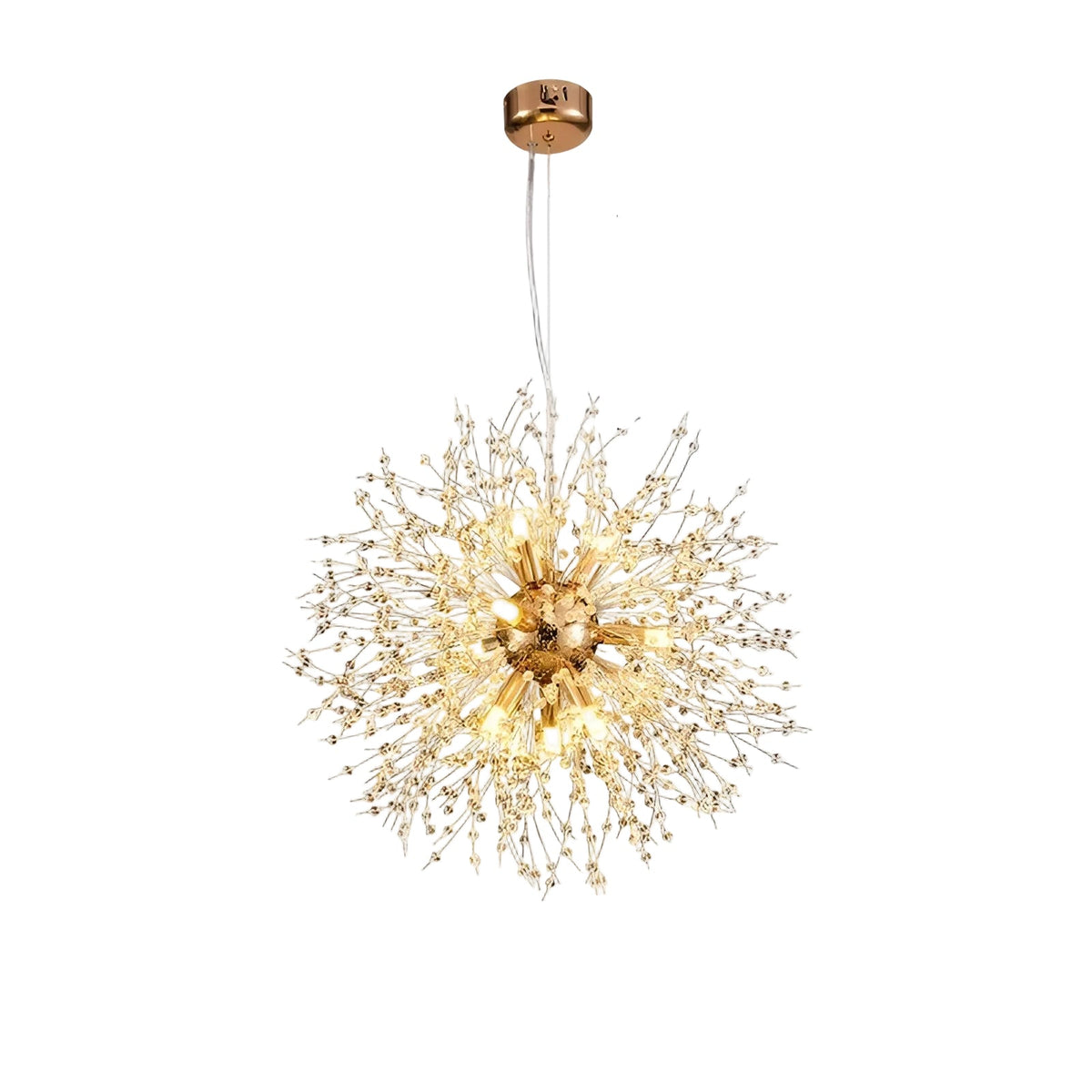 Lampadario LED con sfere di cristallo – Effetto Dente di Leone scintillante | Illuminazione elegante per soggiorno e sala da pranzo