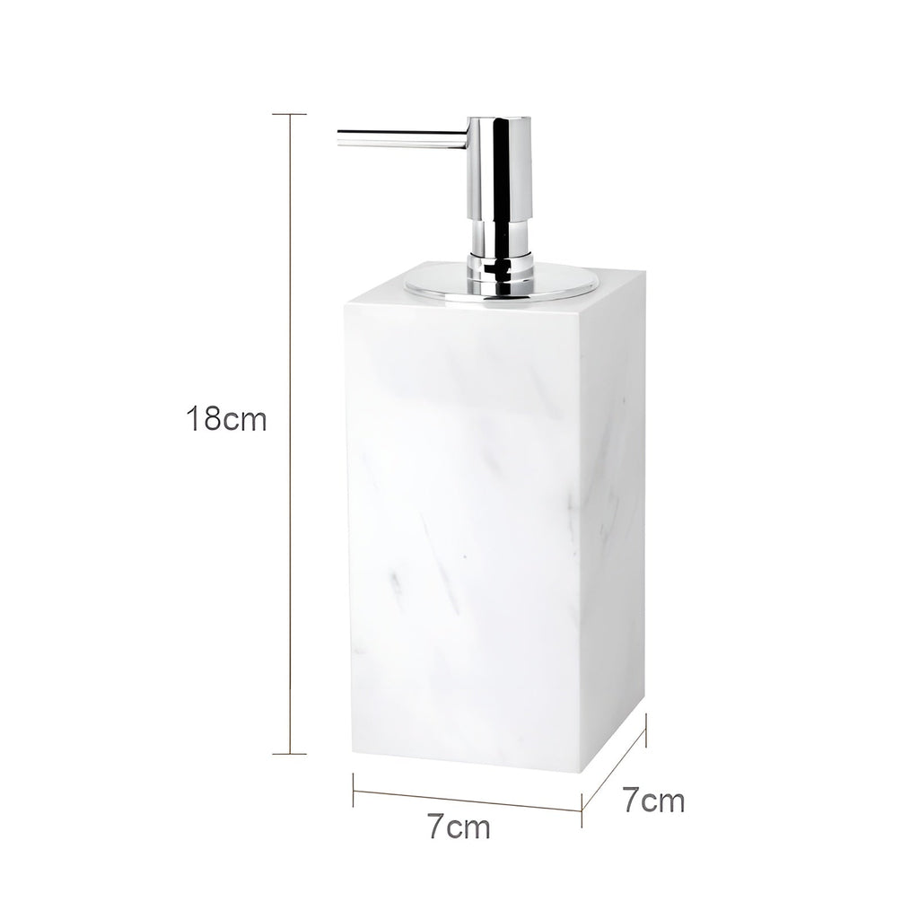Set da Bagno in Marmo Bianco – Dispenser per Sapone, Porta Sapone, Spazzola per WC & Vassoio | Eleganti Accessori da Bagno