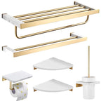 Set di accessori per doccia da bagno in marmo e ottone di lusso con finitura oro spazzolato
