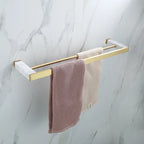 Set di accessori per doccia da bagno in marmo e ottone di lusso con finitura oro spazzolato
