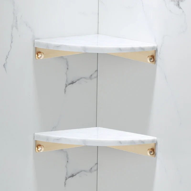Set di accessori per doccia da bagno in marmo e ottone di lusso con finitura oro spazzolato
