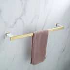 Set di accessori per doccia da bagno in marmo e ottone di lusso con finitura oro spazzolato