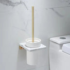 Set di accessori per doccia da bagno in marmo e ottone di lusso con finitura oro spazzolato