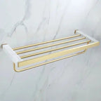 Set di accessori per doccia da bagno in marmo e ottone di lusso con finitura oro spazzolato