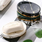 Porta Sapone in Ceramica con Strisce di Marmo per Bagno
