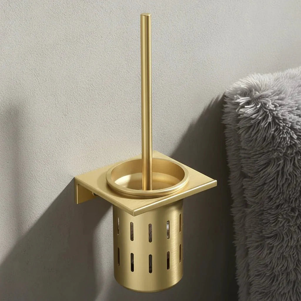 METALLUX LOO – Set di Spazzola per WC da Parete con Finitura Oro Spazzolato