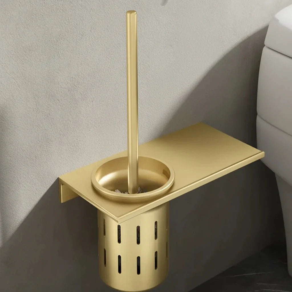 METALLUX LOO – Set di Spazzola per WC da Parete con Finitura Oro Spazzolato