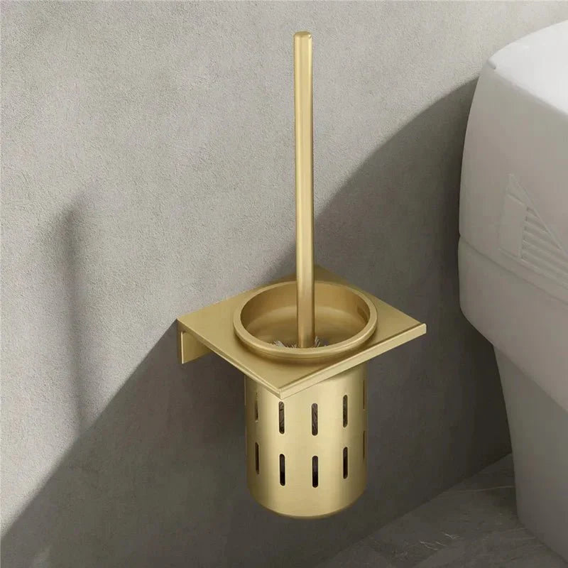 METALLUX LOO – Set di Spazzola per WC da Parete con Finitura Oro Spazzolato