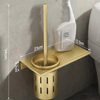 METALLUX LOO – Set di Spazzola per WC da Parete con Finitura Oro Spazzolato