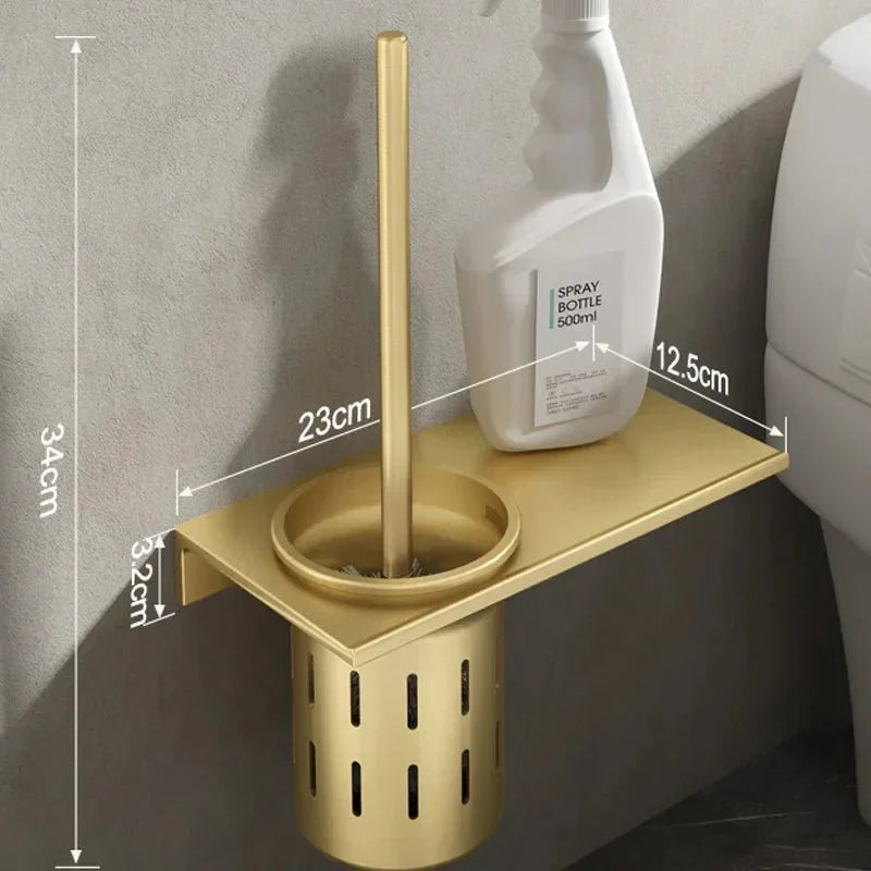 METALLUX LOO – Set di Spazzola per WC da Parete con Finitura Oro Spazzolato