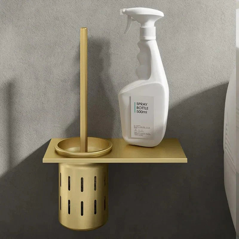 METALLUX LOO – Set di Spazzola per WC da Parete con Finitura Oro Spazzolato