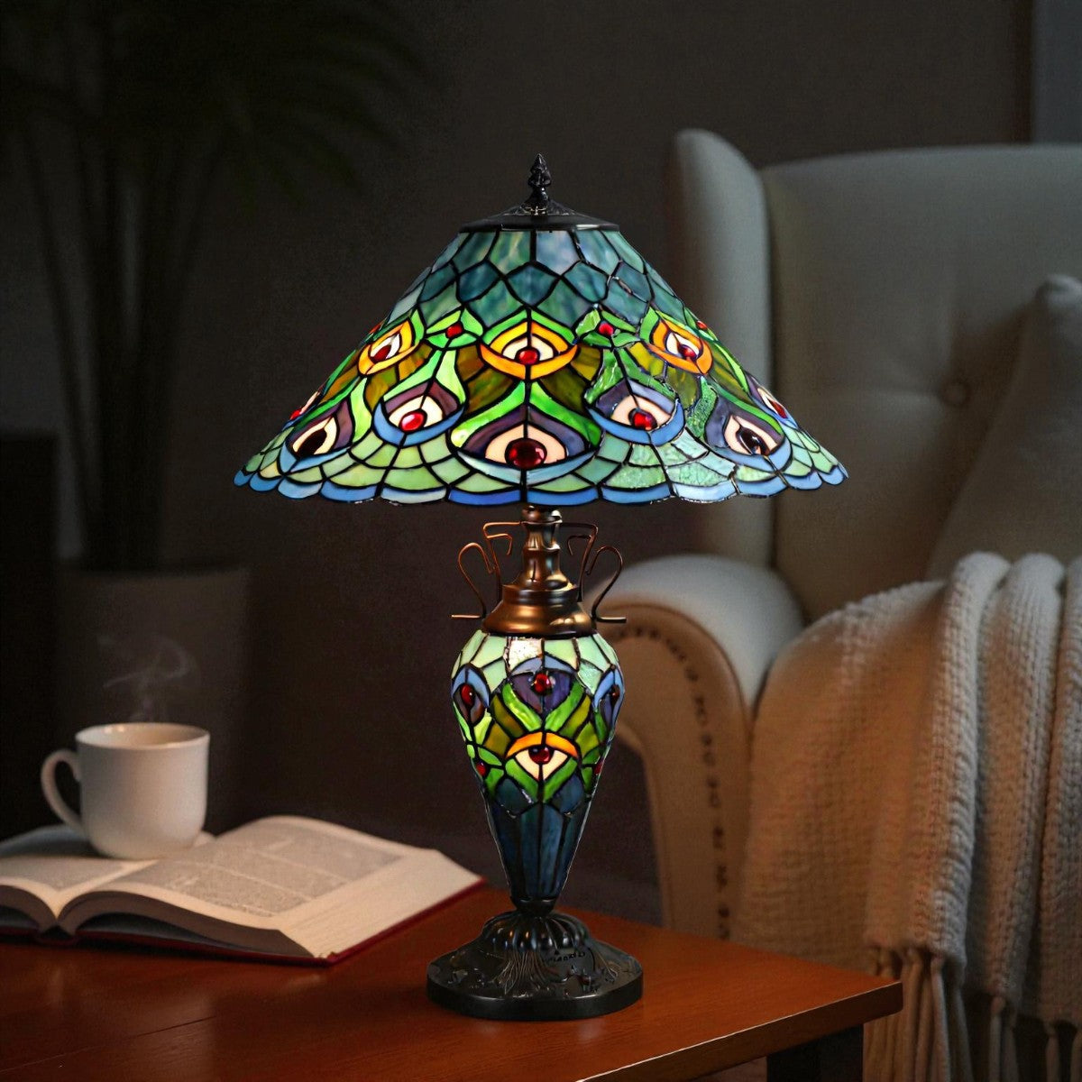 Lampada da Tavolo Tiffany Doppia Oldbury