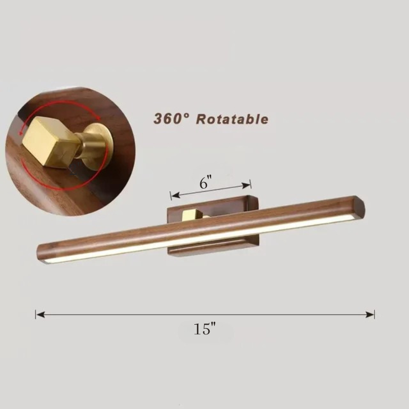 Lampada a Specchio in Legno Massello Personalità Striscia Lunga Luce da Parete per Bagno