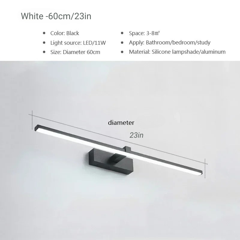 Lampade da Parete a Specchio LED Moderne in Alluminio per Bagno