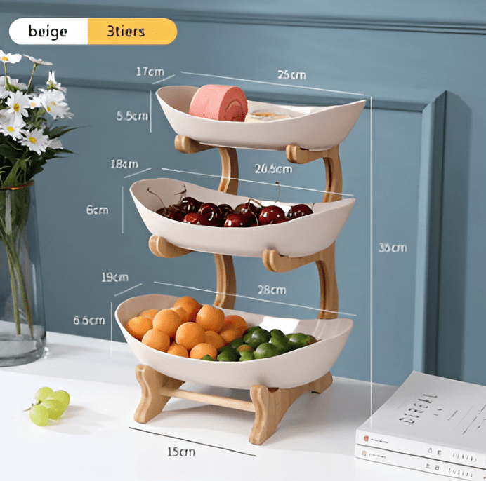 MODUWood – Ciotola di Frutta in Legno a Più Livelli per una Cucina Moderna e Ordinata