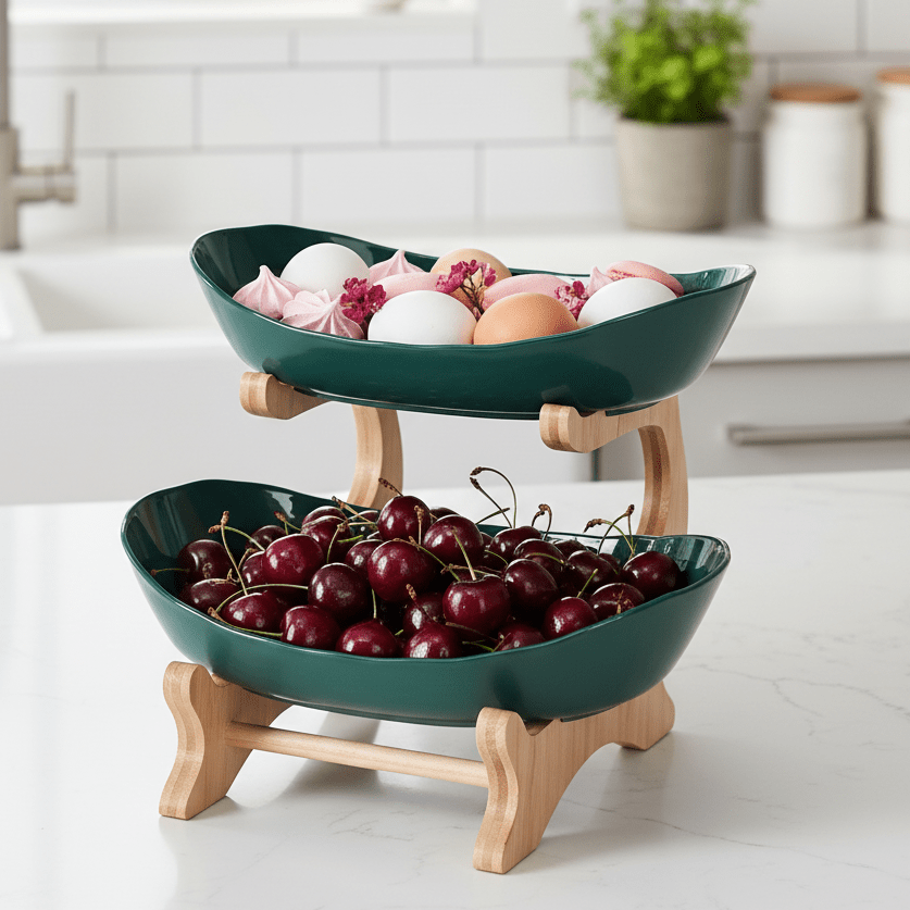 MODUWood – Ciotola di Frutta in Legno a Più Livelli per una Cucina Moderna e Ordinata