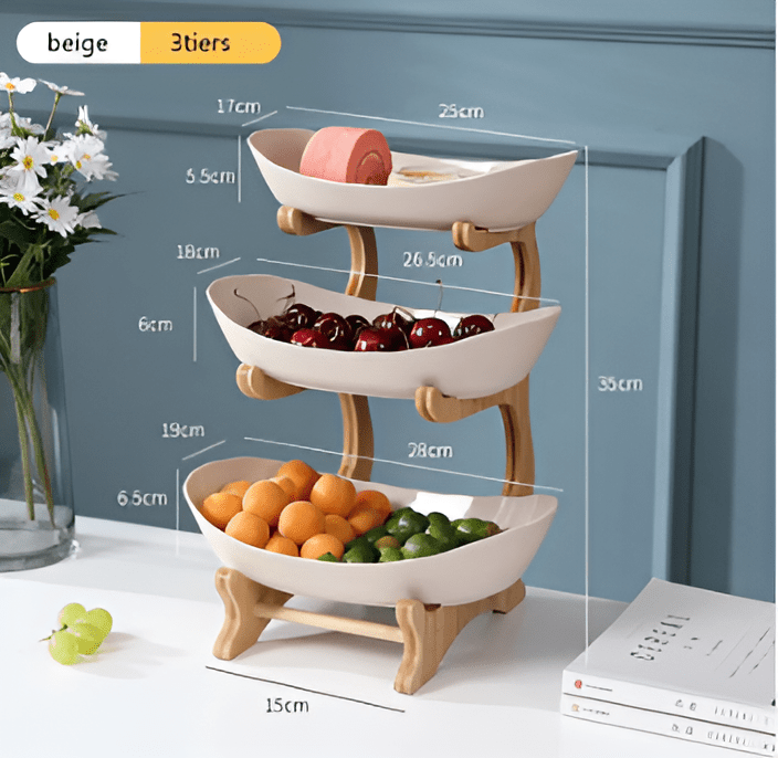 MODUWood – Ciotola di Frutta in Legno a Più Livelli per una Cucina Moderna e Ordinata