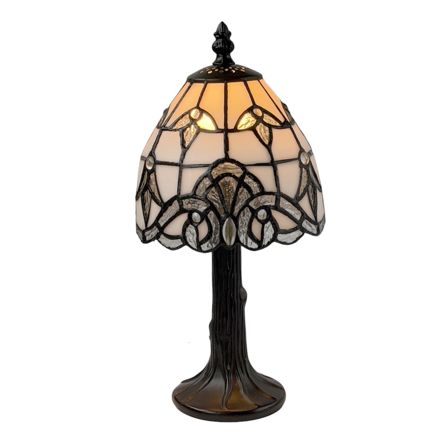 Lampada da Tavolo Morcott Tiffany Bianco e Argento 15cm