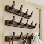 Appendino da Parete Multifunzione in Legno per Asciugamani e Vestiti con 3-6 Ganci
