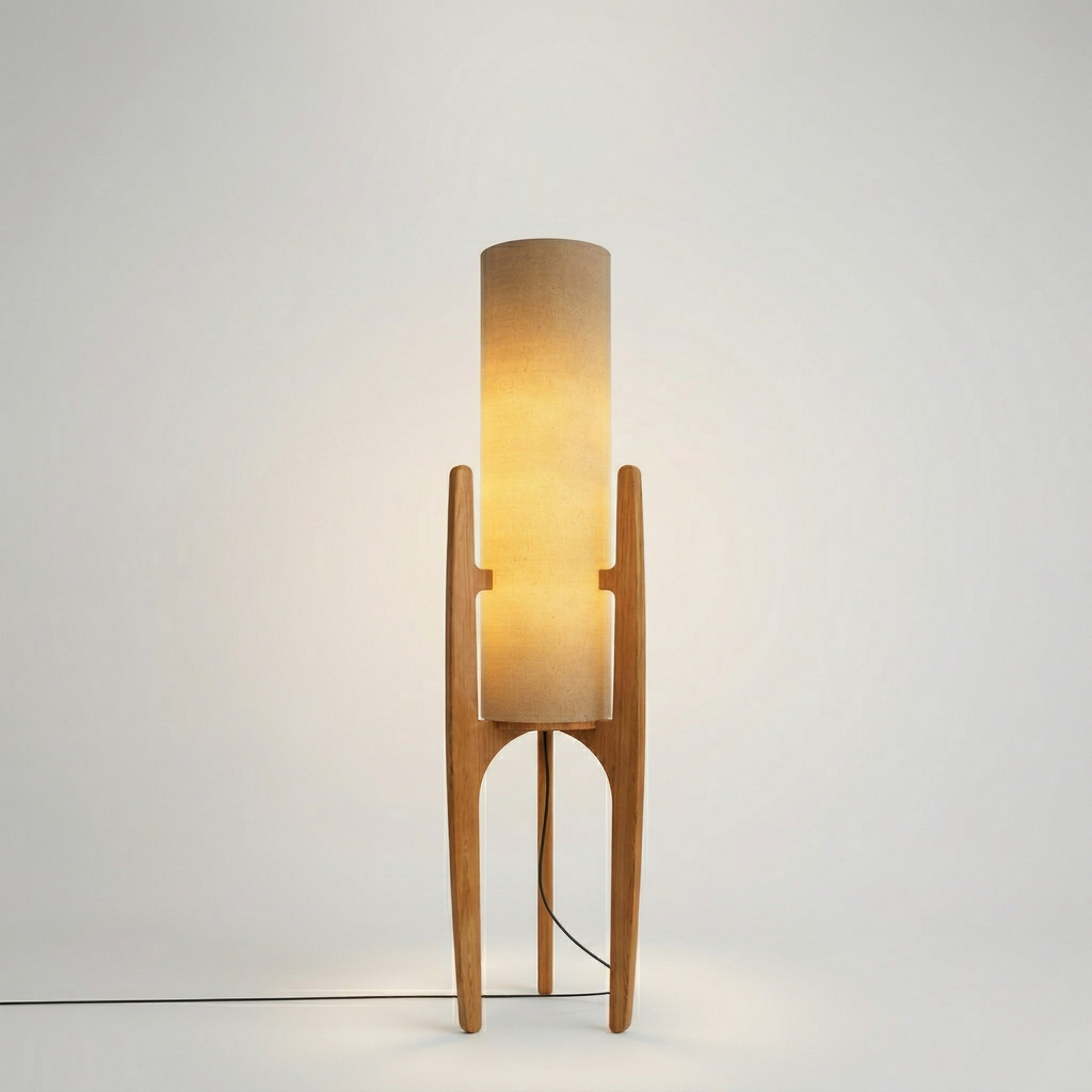 Lampada da Terra in Legno Design Minimalista Luce Ambiente Moderna
