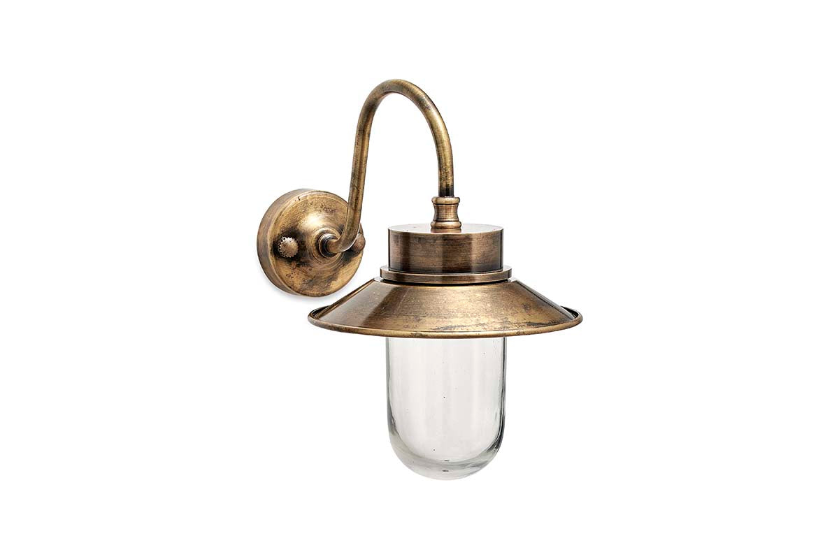 Faro da Parete Esterno Nkuku Alwar Ottone Antico