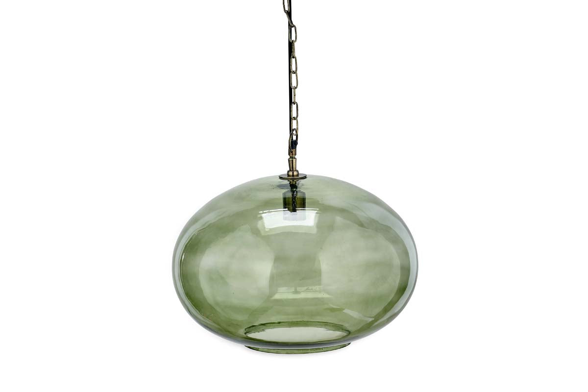 Nkuku Otoro Pendant in Vetro Riciclato Verde Grande Rotondo