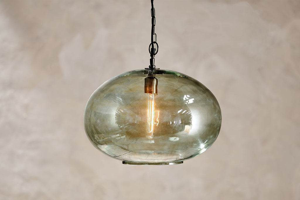 Nkuku Otoro Pendant in Vetro Riciclato Verde Grande Rotondo
