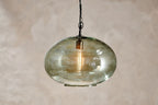 Nkuku Otoro Pendant in Vetro Riciclato Verde Grande Rotondo