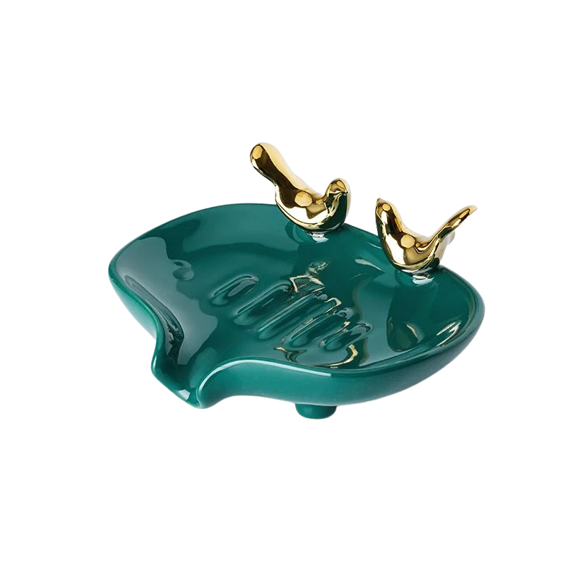 Portasapone in Ceramica No-Drill per Bagno con Scarico e Dispenser per Braccialetto