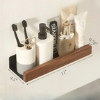 Mensola da Bagno a Muro in Legno Massello Senza Fori per Doccia e Organizer per Toilette
