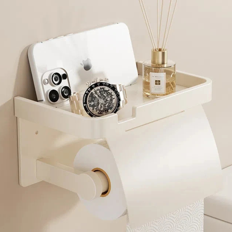 Scaffale per Scatola di Carta Igienica da Bagno da Muro Non Perforato