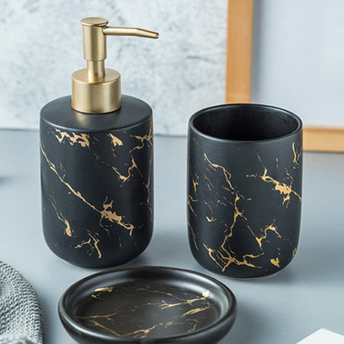 Set di Accessori da Bagno in Ceramica Oro Opaco Nordico