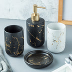 Set di Accessori da Bagno in Ceramica Oro Opaco Nordico