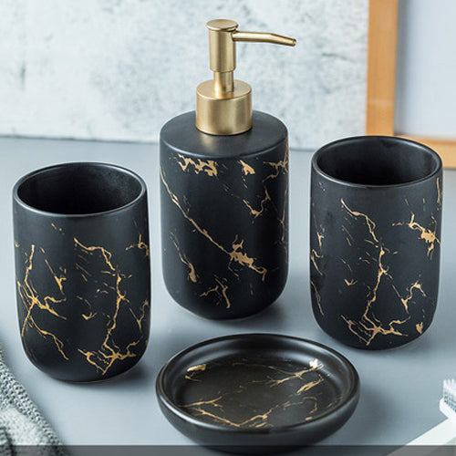 Set di Accessori da Bagno in Ceramica Oro Opaco Nordico