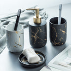 Set di Accessori da Bagno in Ceramica Oro Opaco Nordico