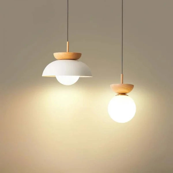 Lampada a sospensione minimalista scandinava in legno semi-massello