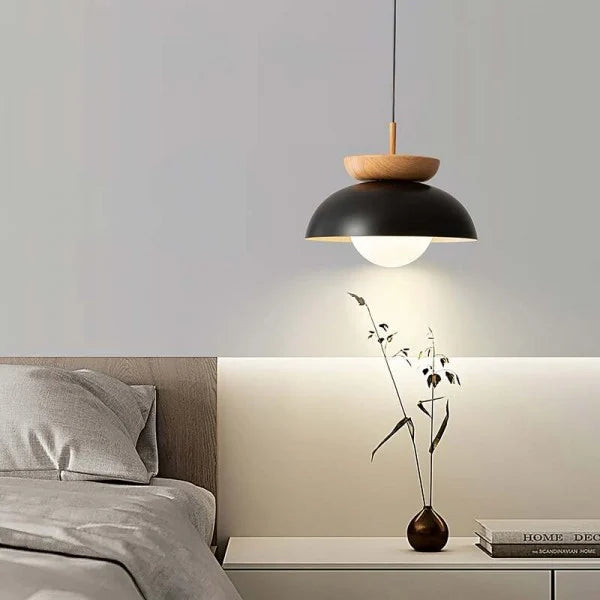 Lampada a sospensione minimalista scandinava in legno semi-massello