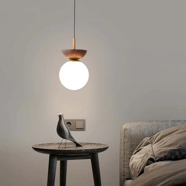Lampada a sospensione minimalista scandinava in legno semi-massello