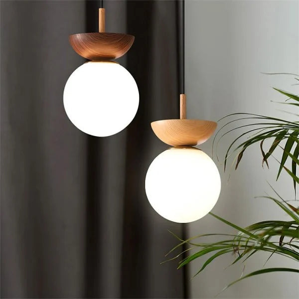 Lampada a sospensione minimalista scandinava in legno semi-massello