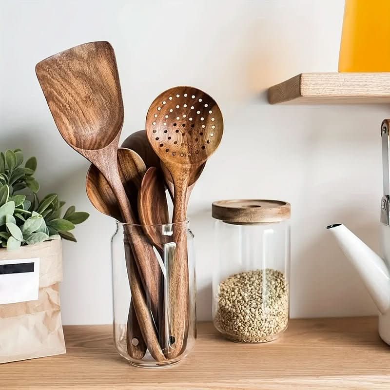 SET FJORDFLAME – Set di Utensili da Cucina in Legno di Teak Sostenibile da 5 Pezzi