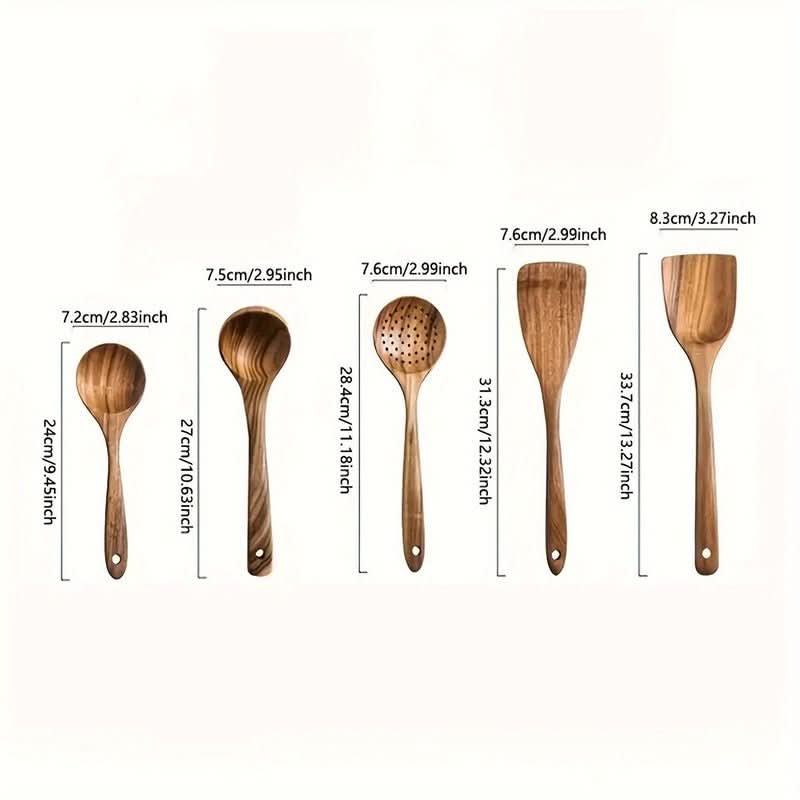 SET FJORDFLAME – Set di Utensili da Cucina in Legno di Teak Sostenibile da 5 Pezzi