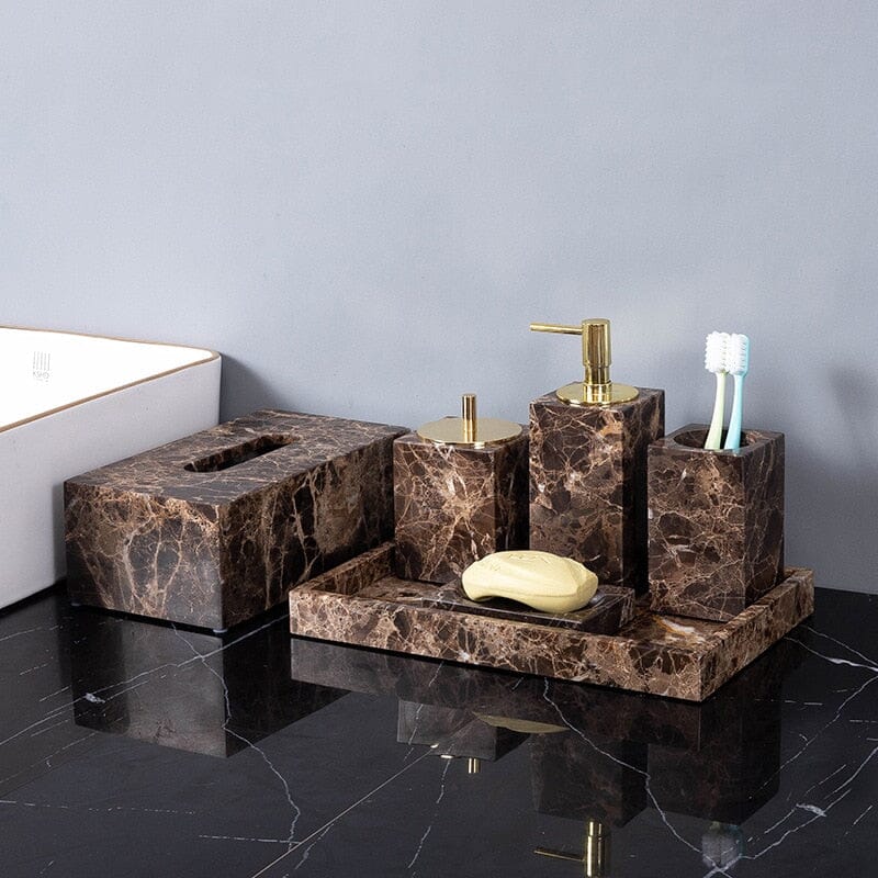 OBSIDORA – Collezione di Essenziali da Bagno in Marmo Scuro di Lusso