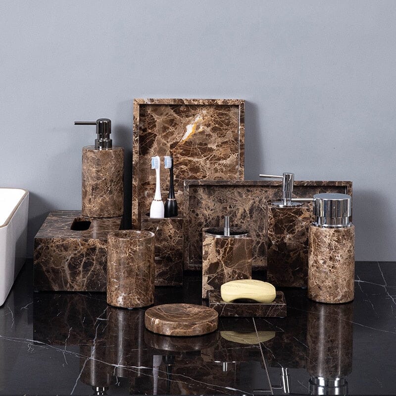 OBSIDORA – Collezione di Essenziali da Bagno in Marmo Scuro di Lusso