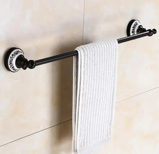 Accessori da Bagno in Bronzo Nero Opaco Spazzolato, Mensola per Asciugamani, Barra per Asciugamani