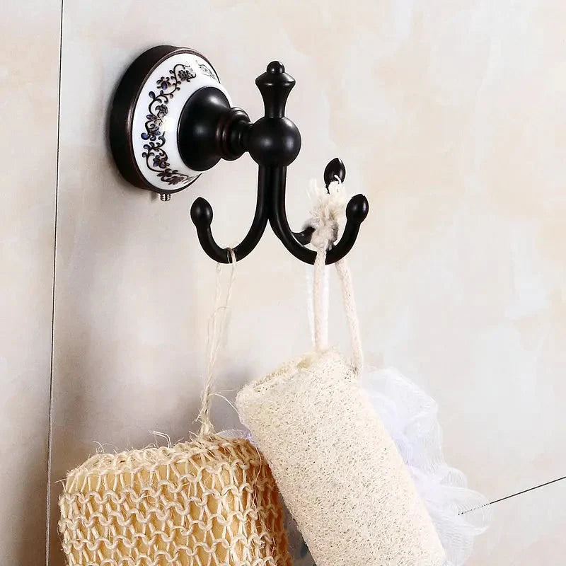 Accessori da Bagno in Bronzo Nero Opaco Spazzolato, Mensola per Asciugamani, Barra per Asciugamani
