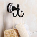 Accessori da Bagno in Bronzo Nero Opaco Spazzolato, Mensola per Asciugamani, Barra per Asciugamani