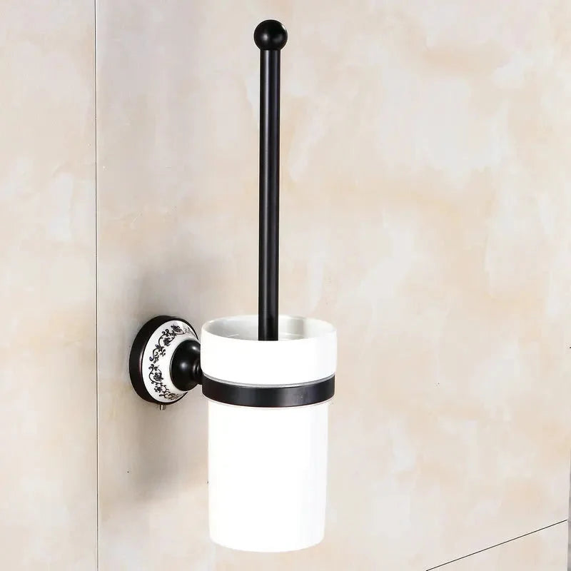Accessori da Bagno in Bronzo Nero Opaco Spazzolato, Mensola per Asciugamani, Barra per Asciugamani
