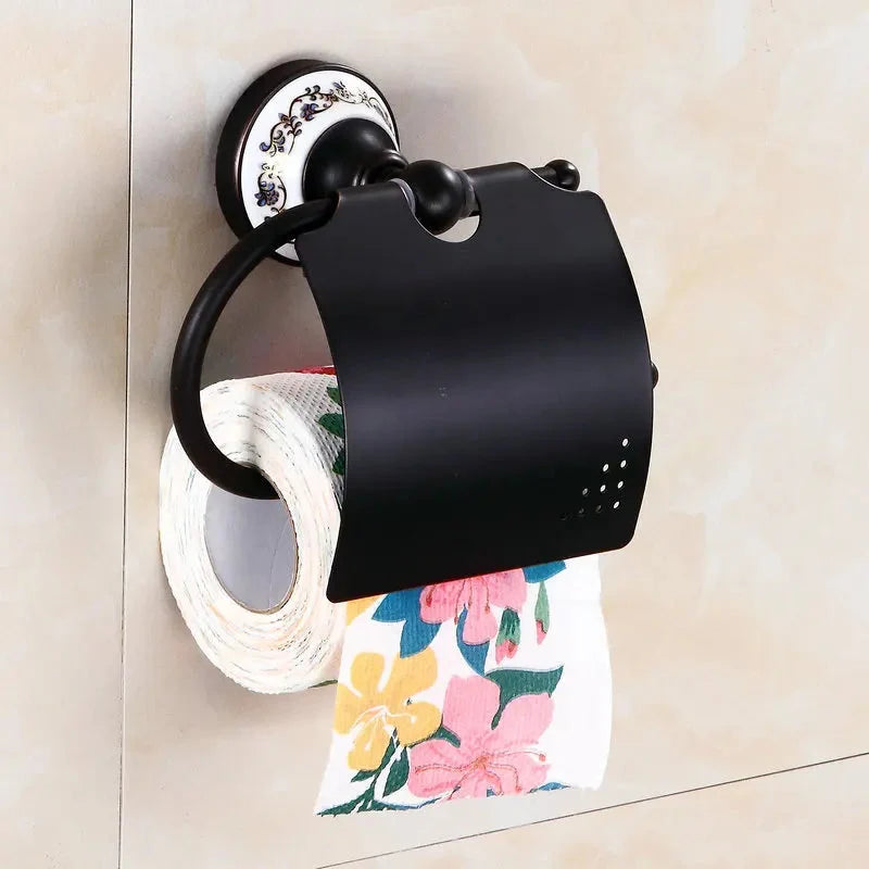 Accessori da Bagno in Bronzo Nero Opaco Spazzolato, Mensola per Asciugamani, Barra per Asciugamani