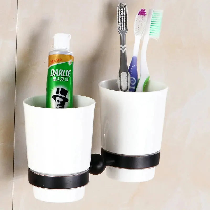 Accessori da Bagno in Bronzo Nero Opaco Spazzolato, Mensola per Asciugamani, Barra per Asciugamani