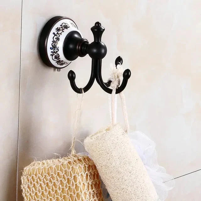 Accessori da Bagno in Bronzo Nero Opaco Spazzolato, Mensola per Asciugamani, Barra per Asciugamani